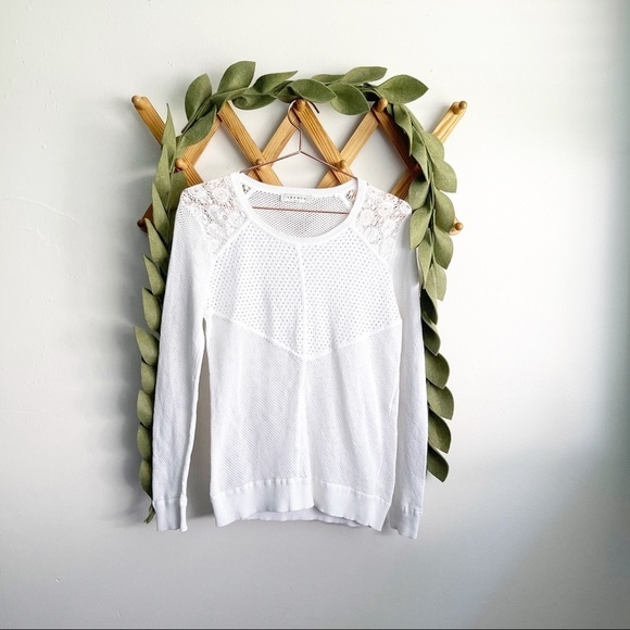 Sandro White Mesh and Lace Jumper - Picture 1 of 7